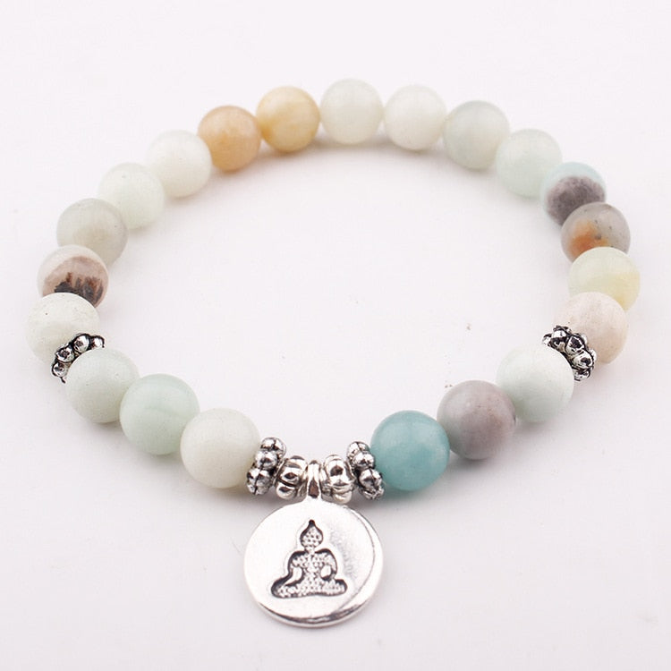 Namaste Wrist Mala Natural Amazonite Meditation Healing Bracelet - iRelax® Australia