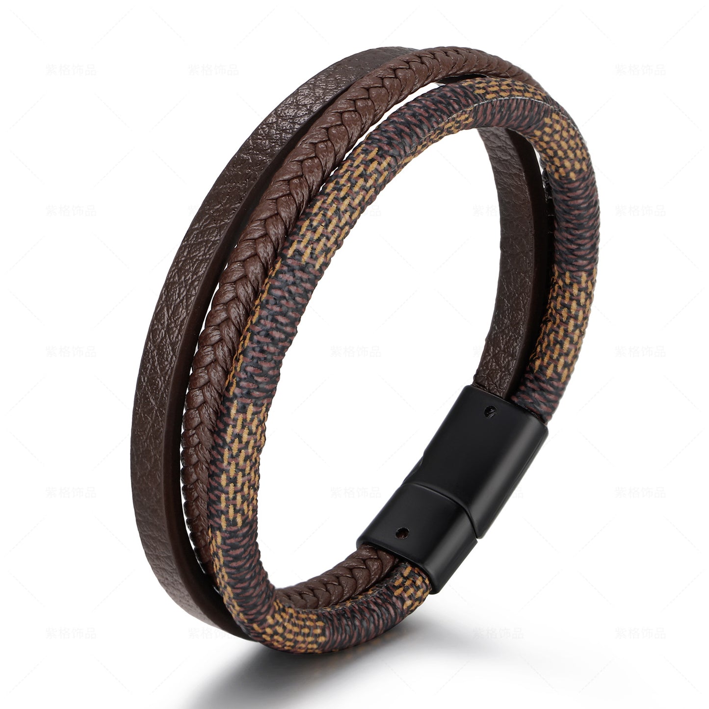 Original Retro Unisex Multi-Layer Hand-Woven Magnet Buckle Leather Bracelet Brown - iRelax® Australia