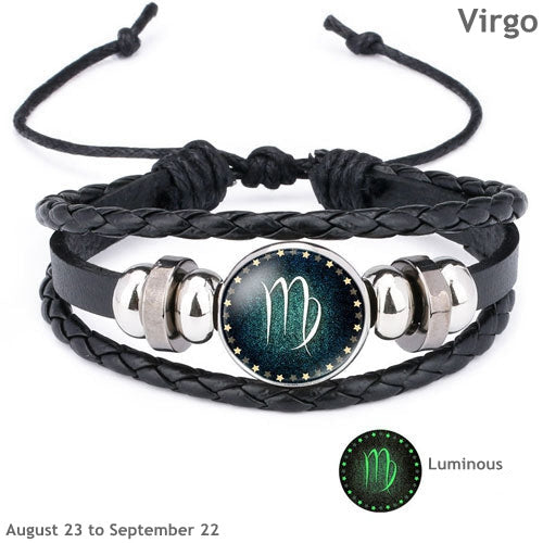 12 Constellation Luminous Leather Bracelet Virgo (Aug 23 - Sep 22) - iRelax® Australia