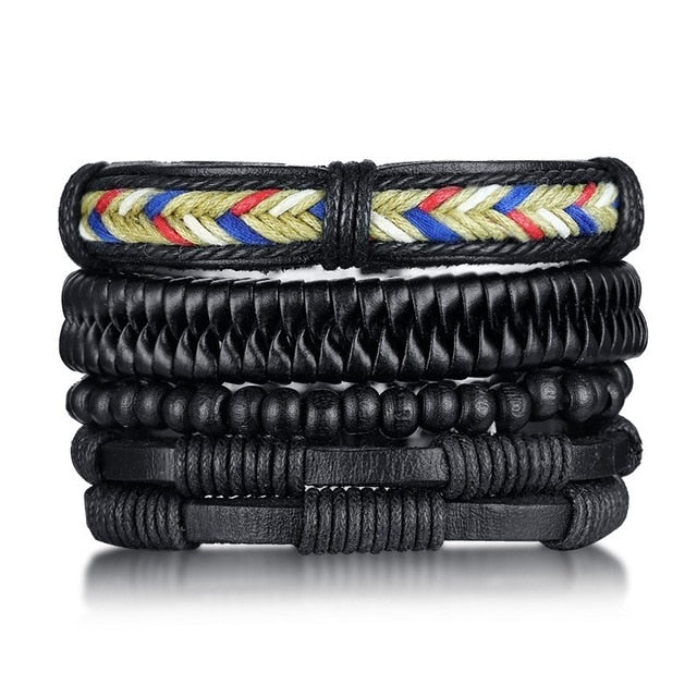 4pcs Set Adjustable Length Bohemia Bracelets Black Multi - iRelax® Australia