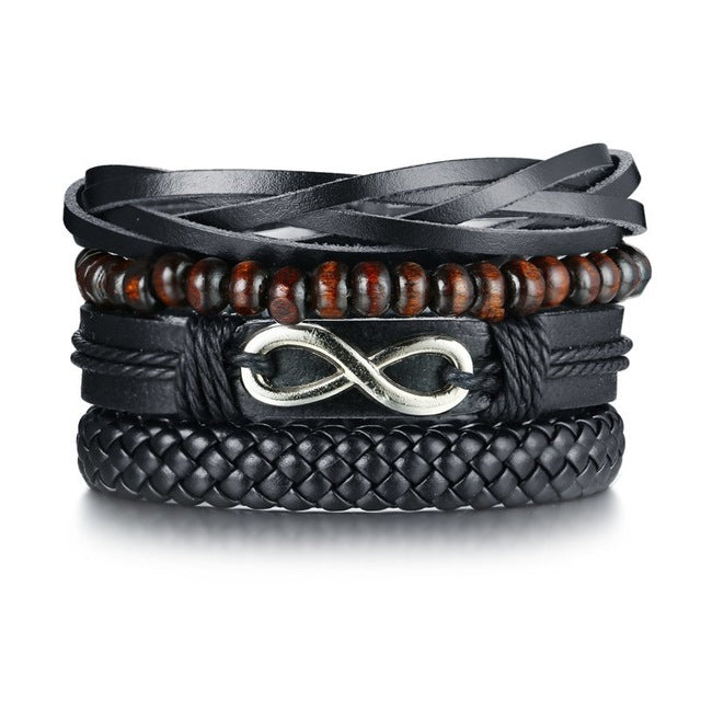 4pcs Set Adjustable Length Bohemia Bracelets Black Brown Infinity - iRelax® Australia