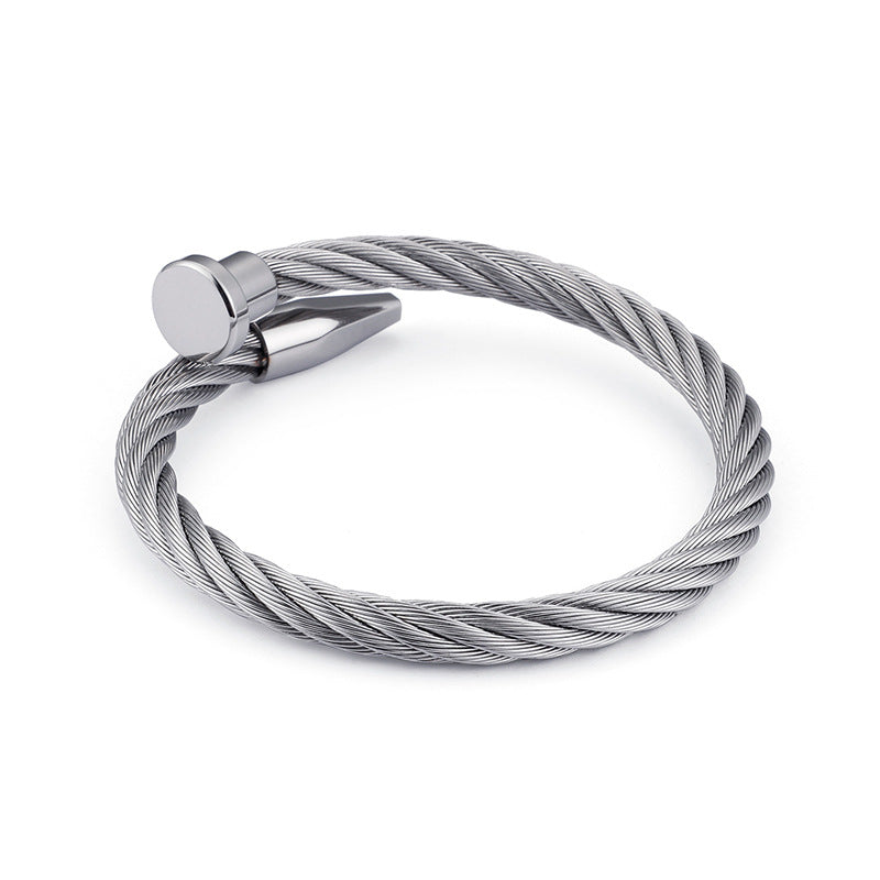 Titanium Steel Nails Open Bracelet for Women Silver - iRelax® Australia