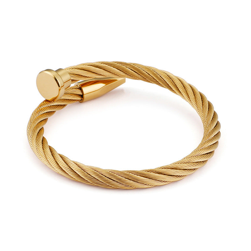 Titanium Steel Nails Open Bracelet for Women Gold - iRelax® Australia