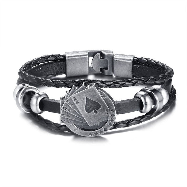 Genuine Leather Men Bracelet Royal Flush - iRelax® Australia
