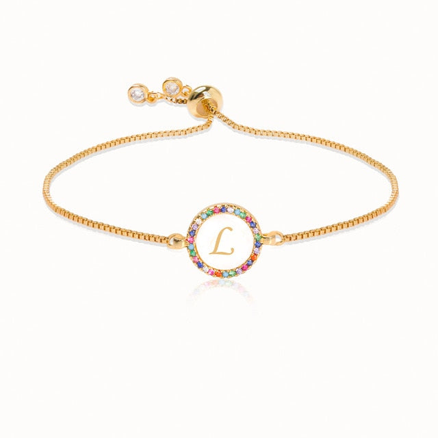 Colorful Rainbow Zircon Letter Bracelet L - iRelax® Australia