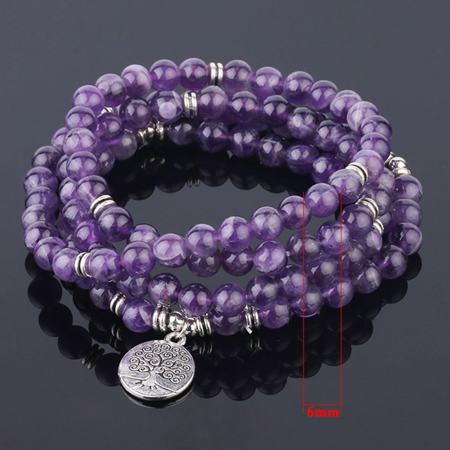 Natural Stone 108 Mala Bead Purple Crystal Wrap - iRelax® Australia