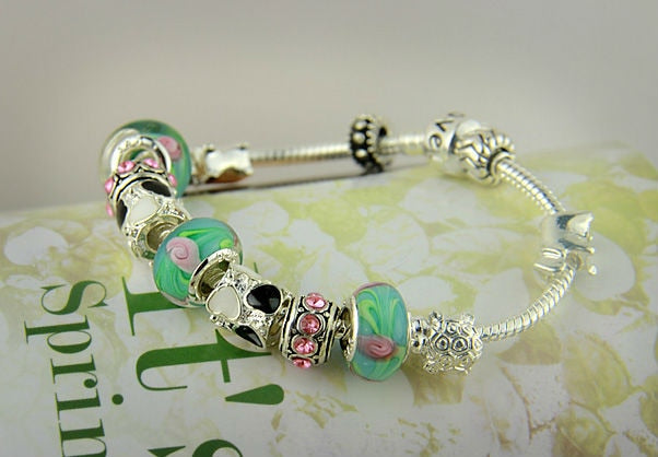 Silver Charm Bracelet with Murano Beads - iRelax® Australia