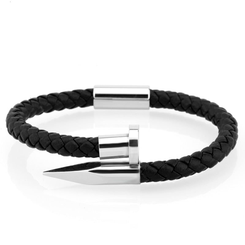 Stainless Steel Nail-Shapped Leather Bracelet - iRelax® Australia