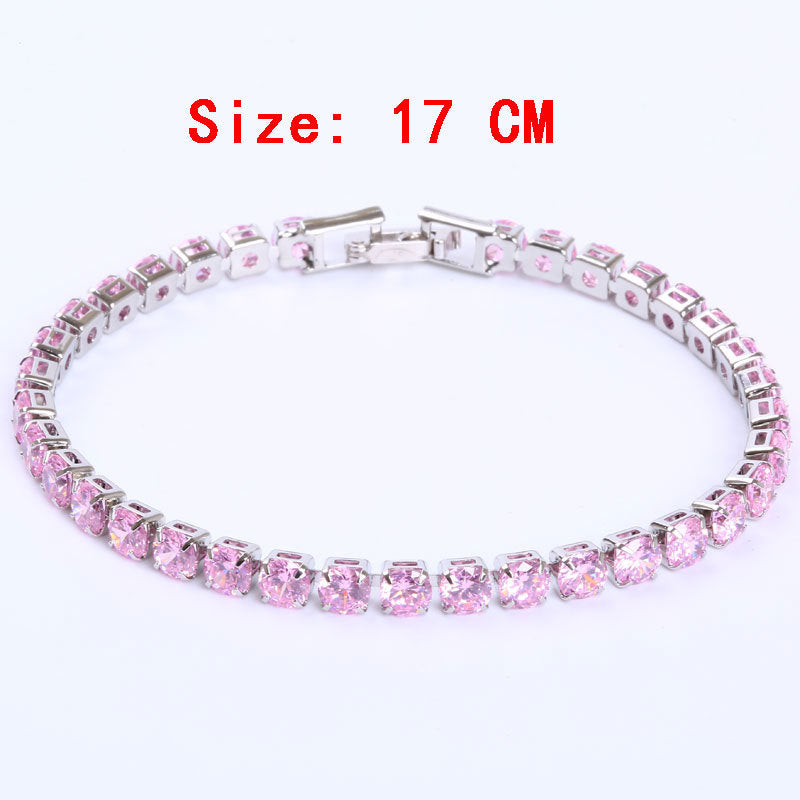 Hip Hop Micro-set Zircon Bracelet White Gold Pink Diamond -17cm - iRelax® Australia