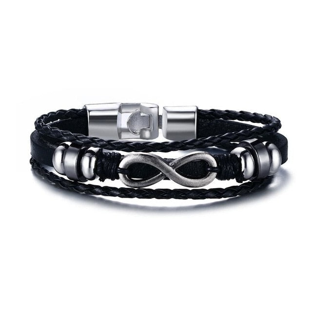 Genuine Leather Men Bracelet Infinity - iRelax® Australia