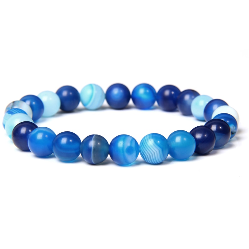 Natural Healing Energy Polished Bracelet Blue Veins Agate - iRelax® Australia