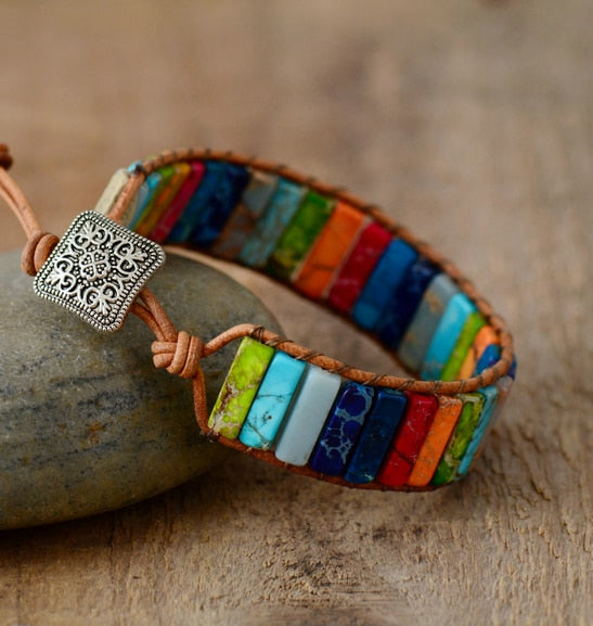 Multi Color Natural Stone Tube Beads Bracelet - iRelax® Australia