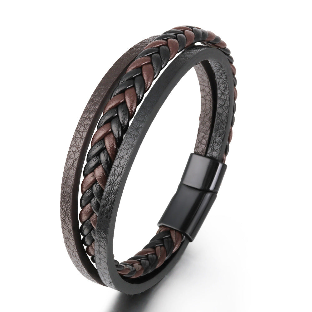 Vintage Leather Rope Braided Ethnic Wind Magnetic Buckle Bracelet Mixed colour - iRelax® Australia
