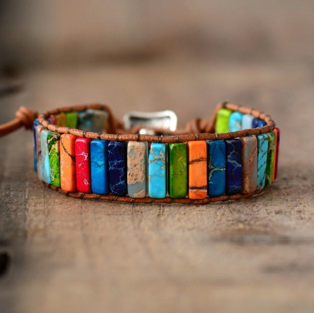Multi Color Natural Stone Tube Beads Bracelet - iRelax® Australia