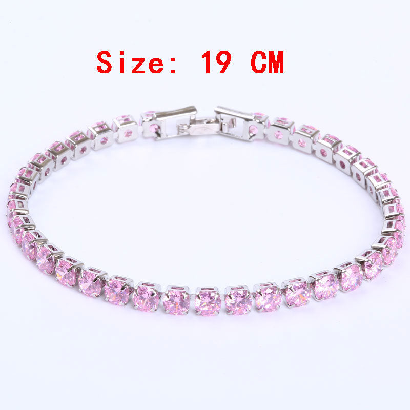 Hip Hop Micro-set Zircon Bracelet White Gold Pink Diamond -19cm - iRelax® Australia