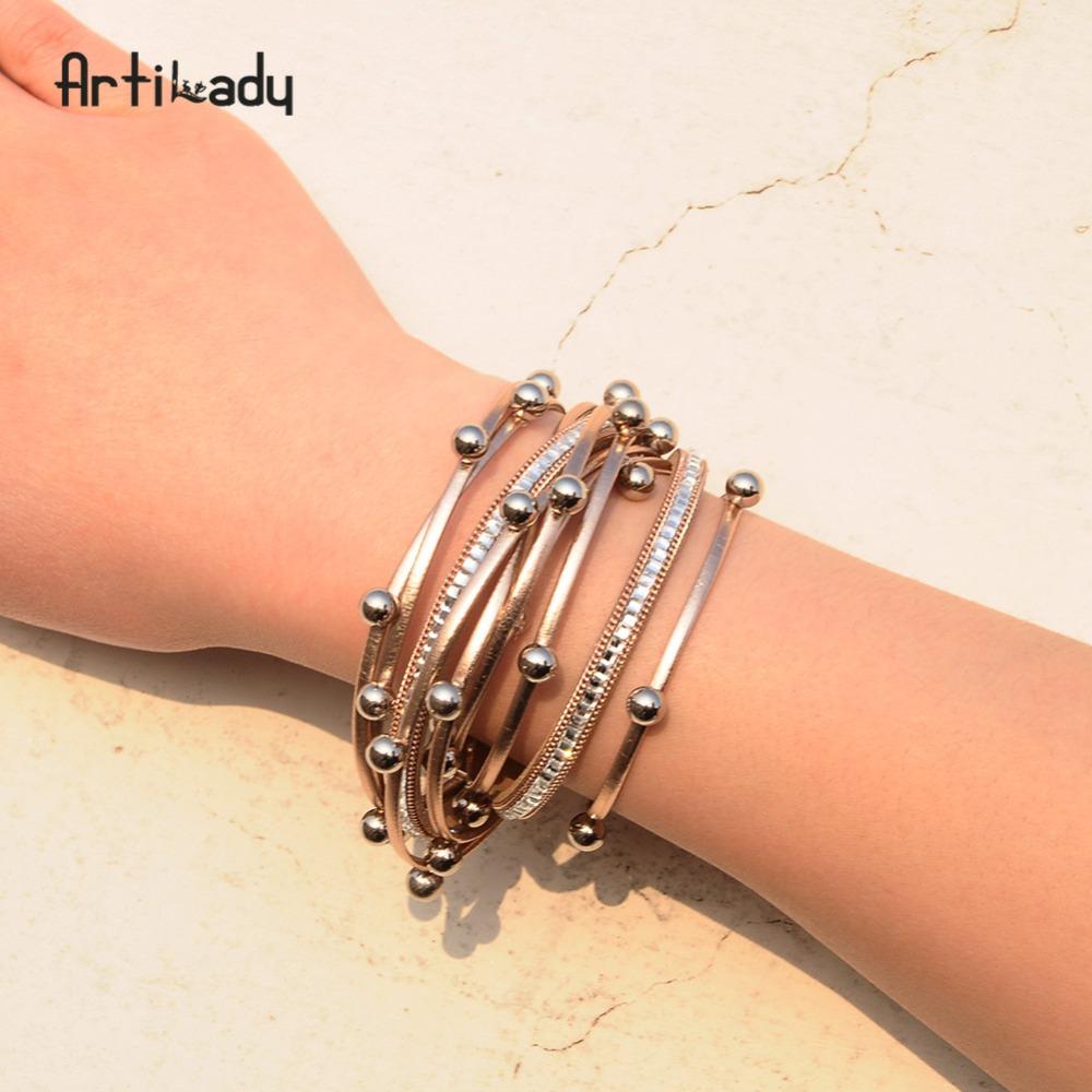 Wrap Beads Charm Leather Bracelet