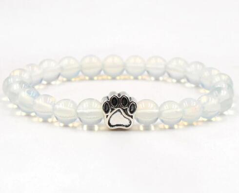 Dog Cat Footprint Paw 8mm Colourful Natural Stone Beads Bracelets F - iRelax® Australia