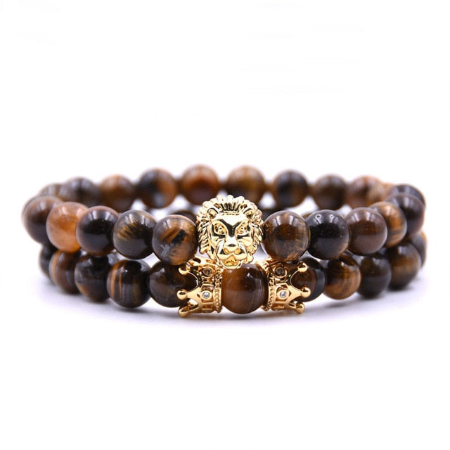 King Lion Natural Stone Bead Bracelet Charm Brown - iRelax® Australia