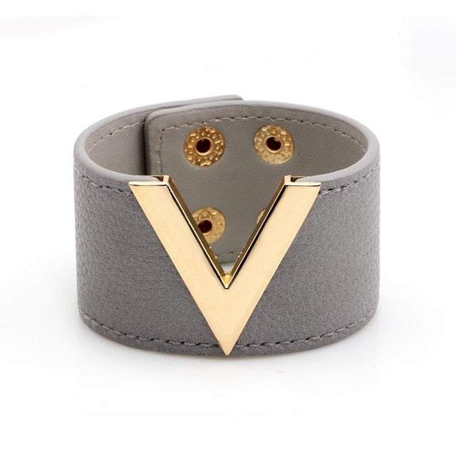 Genuine Leather Wide Wrap Bracelet Gray - iRelax® Australia