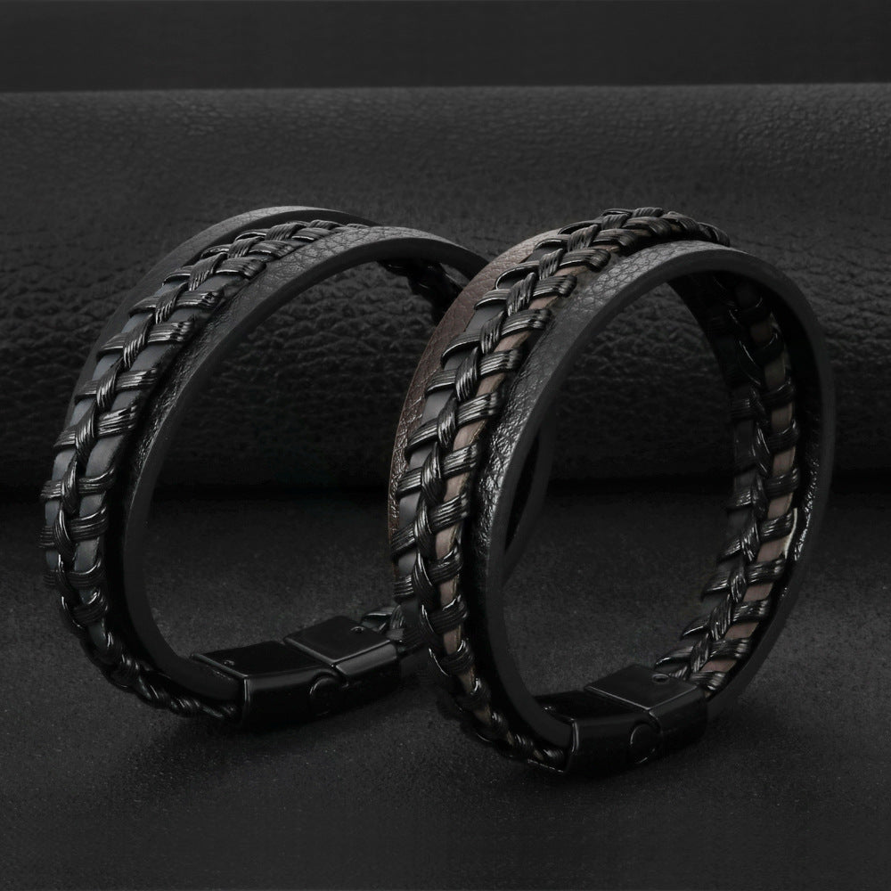 Magnetic Leather Rope Hand Braided Bracelet - iRelax® Australia