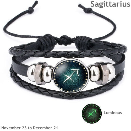 12 Constellation Luminous Leather Bracelet Sagittarius (Nov 22 - Dec 21) - iRelax® Australia