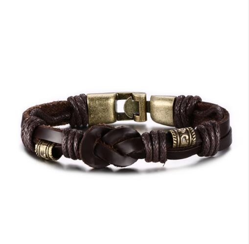 Leather Bracelet with Bronze Alloy Buckle Hook Brown Leather - iRelax® Australia