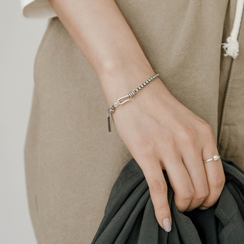 925 Sterling Silver Double Hook Box Chain Bracelet - iRelax® Australia