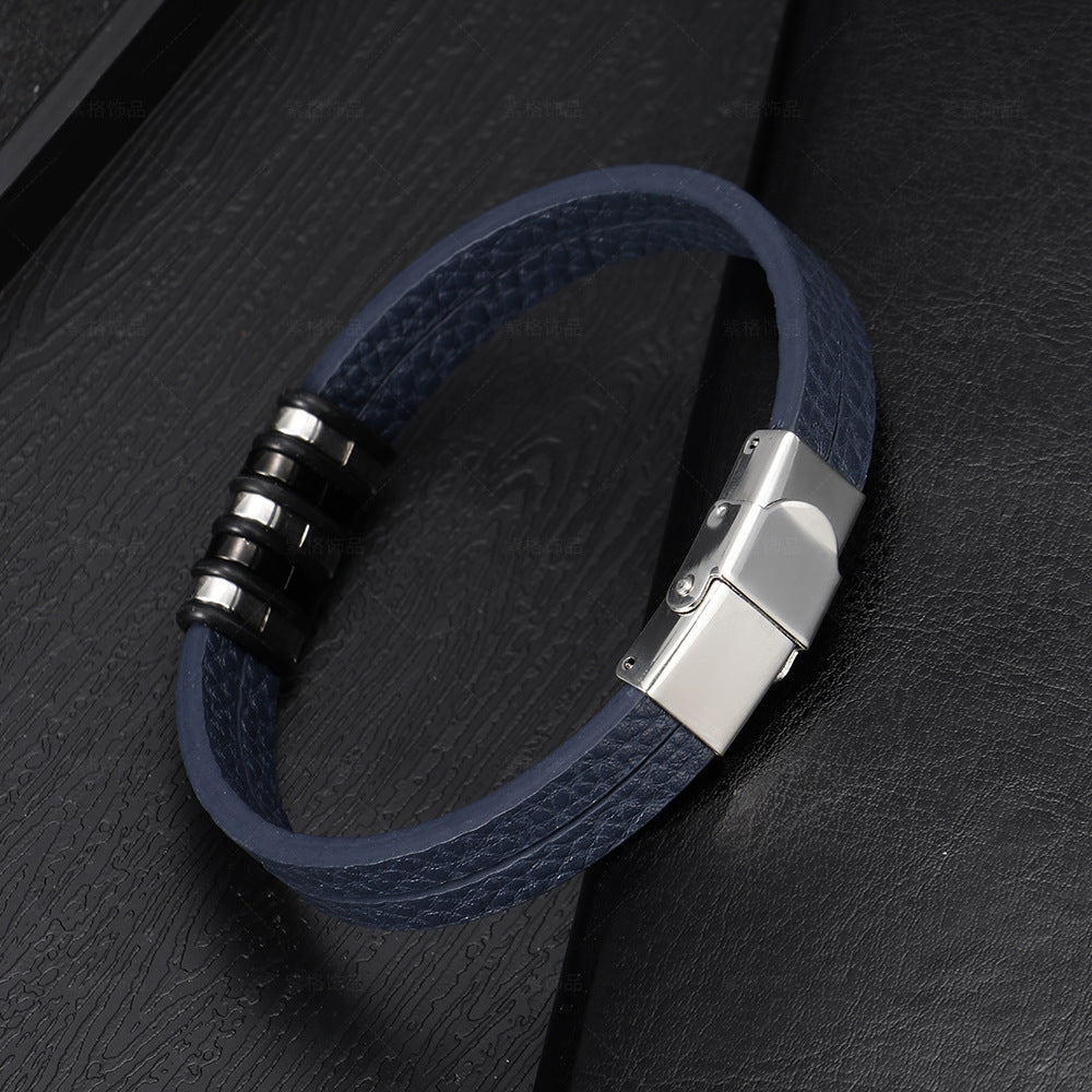Stainless Steel Men's Leather Bracelet - iRelax® Australia
