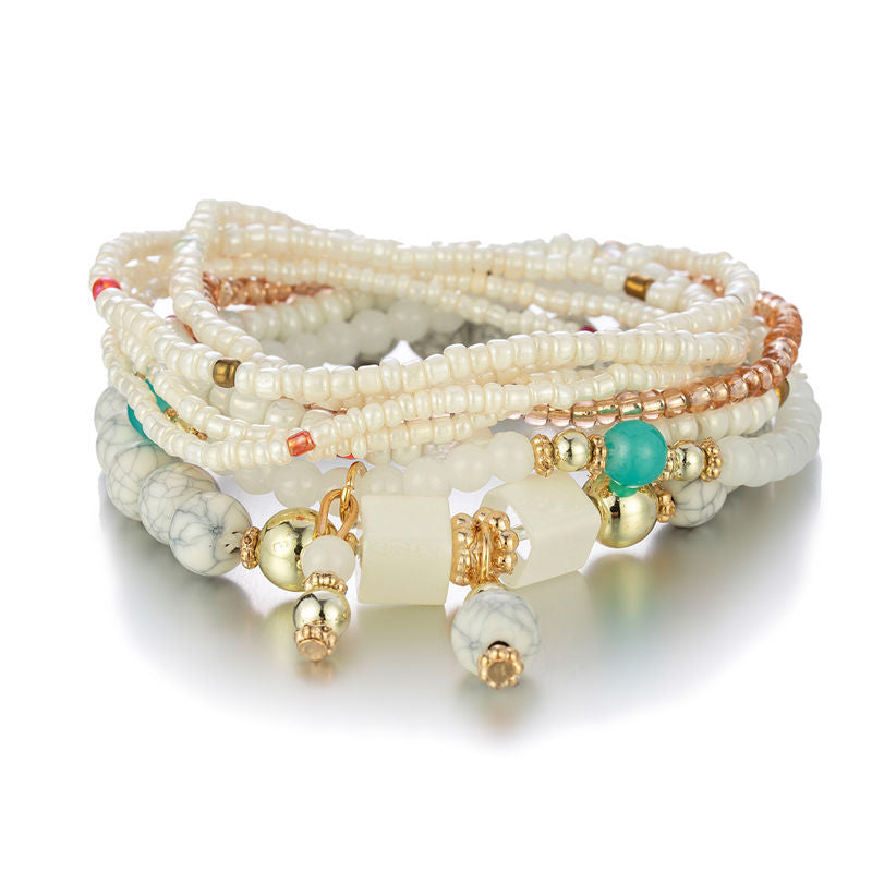 Boho Multilayer Creative Turquoise Beaded Bracelet Beige B0058-2 - iRelax® Australia