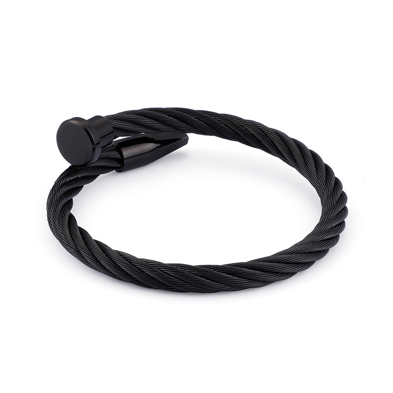Titanium Steel Nails Open Bracelet for Women Black - iRelax® Australia