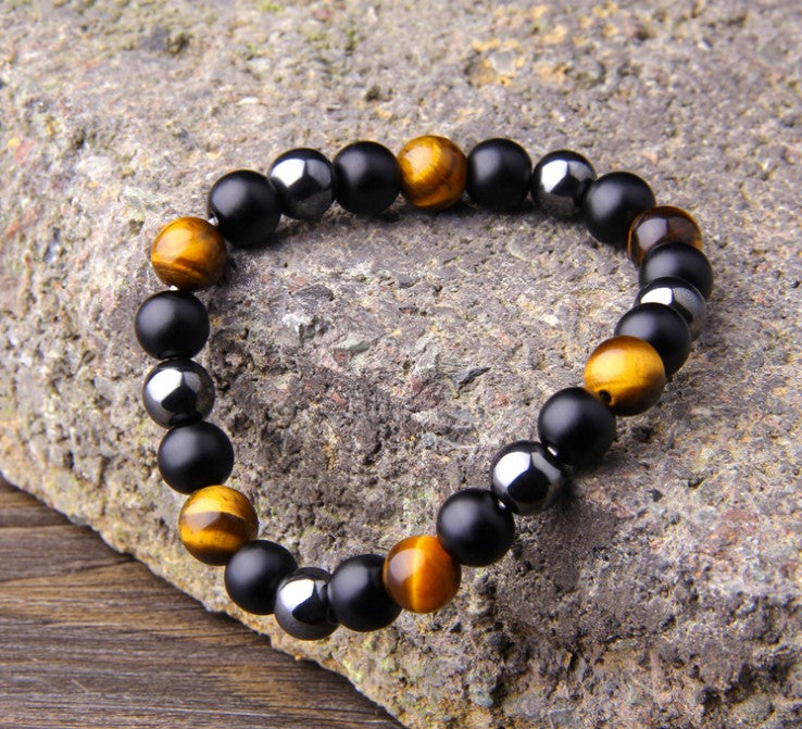 Obsidian Tigers Eye & Hematite Elastic Bracelet - iRelax® Australia