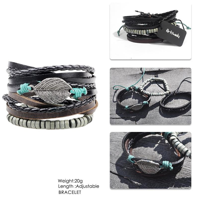 Leather Bracelet Set 3pcs Layer Handmade - iRelax® Australia