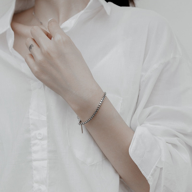 925 Sterling Silver Double Hook Box Chain Bracelet - iRelax® Australia