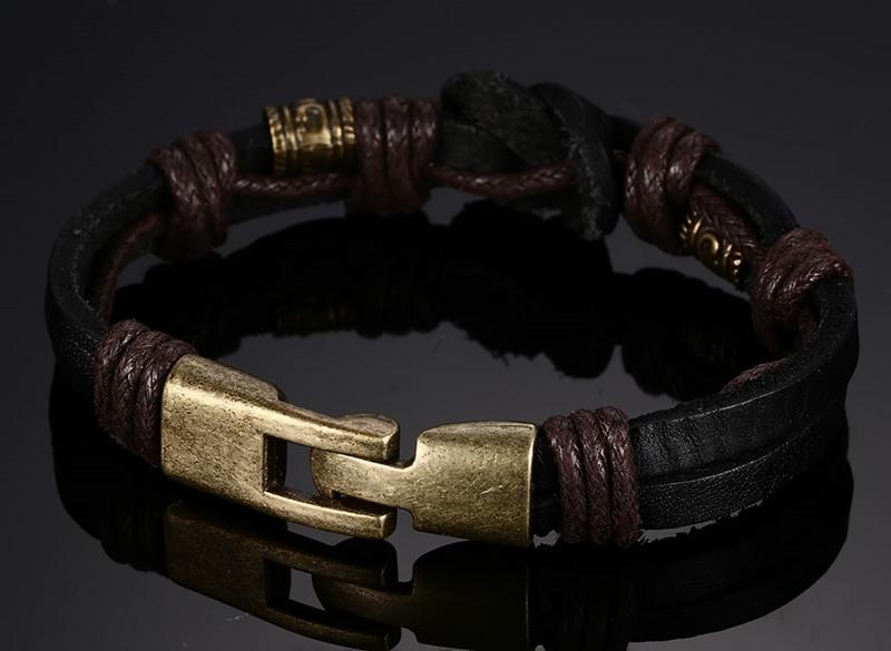 Leather Bracelet with Bronze Alloy Buckle Hook - iRelax® Australia