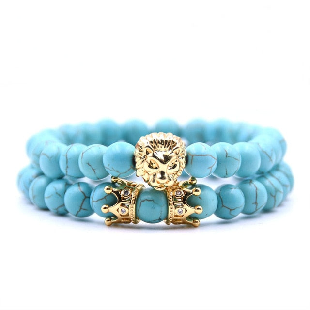 King Lion Natural Stone Bead Bracelet Charm Green - iRelax® Australia