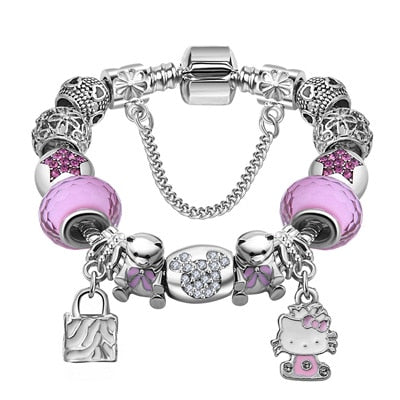 925 Sterling Silver Kitty Cat Charm Bracelet Purple - iRelax® Australia