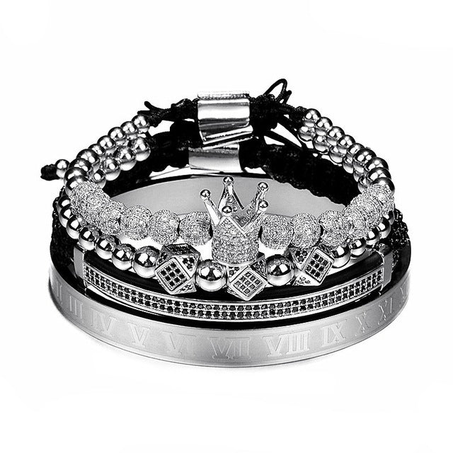 Classical Hip Hop Set of 4 Bracelets Silver Set - iRelax® Australia