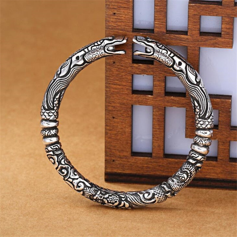 Silver 925 Hyperbole Rock Snake Head Pattern Bracelet - iRelax® Australia