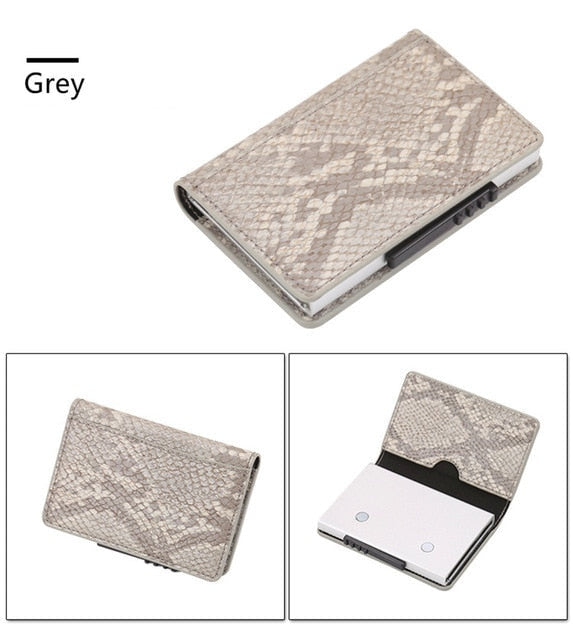 Leather RFID Protection Credit Card Holder Grey - iRelax® Australia