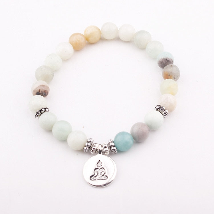 Namaste Wrist Mala Natural Amazonite Meditation Healing Bracelet - iRelax® Australia