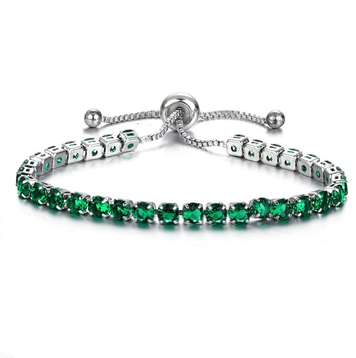 Luxury 4mm Cubic Zirconia Tennis Iced Out Chain Bracelet Green with Silver - iRelax® Australia