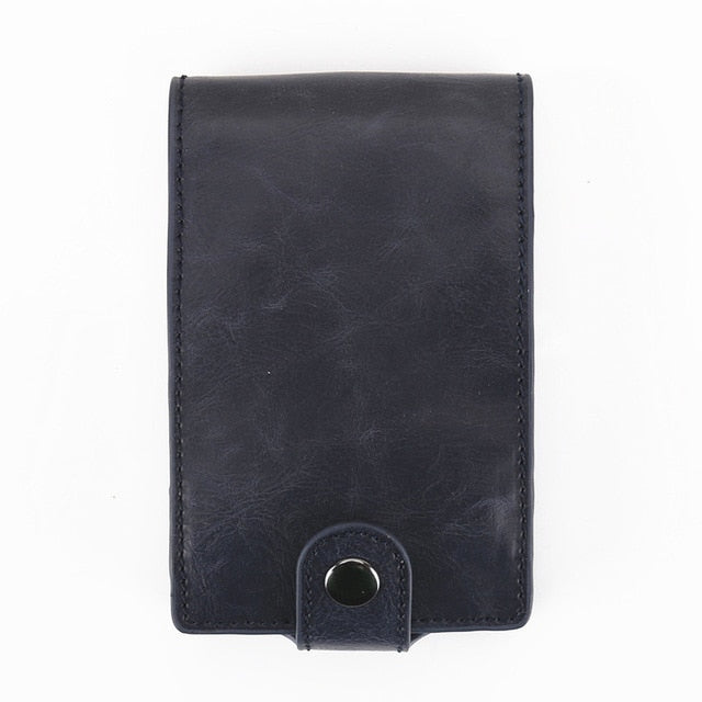 RFID Blocking Leather Pull Down Wallet Blue - iRelax® Australia
