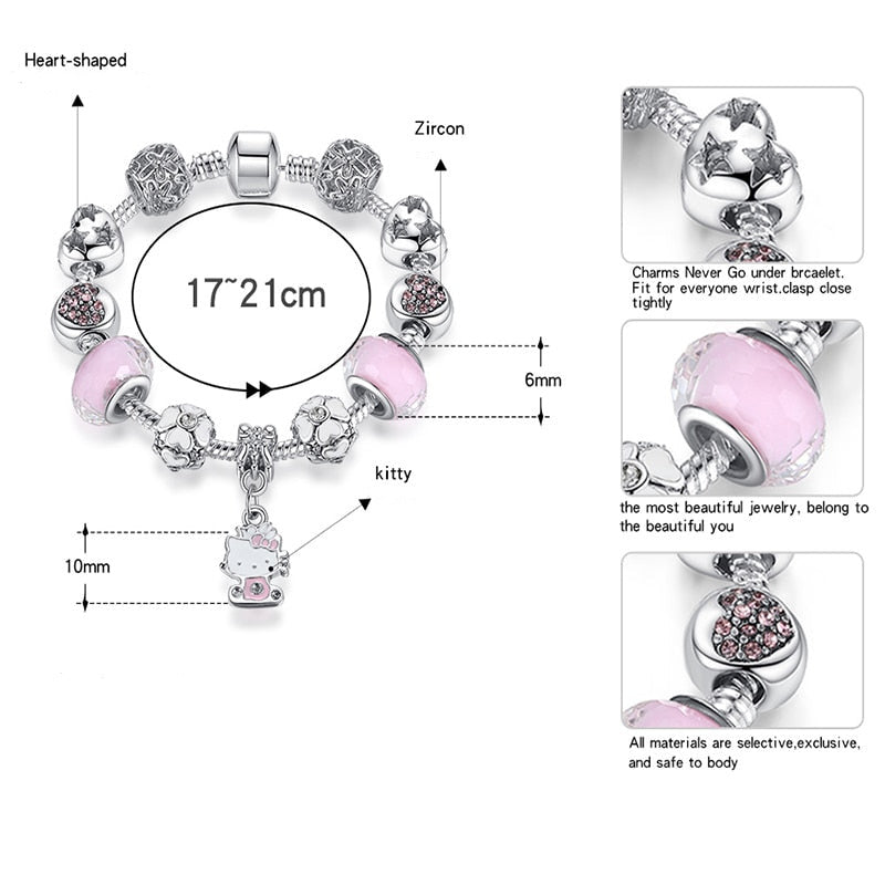 925 Sterling Silver Kitty Cat Charm Bracelet - iRelax® Australia