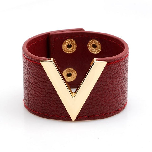 Genuine Leather Wide Wrap Bracelet Red - iRelax® Australia