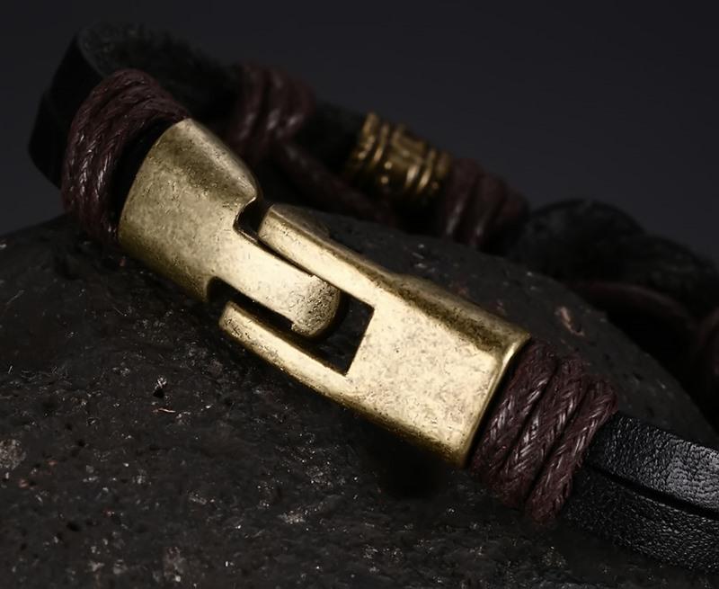 Leather Bracelet with Bronze Alloy Buckle Hook - iRelax® Australia