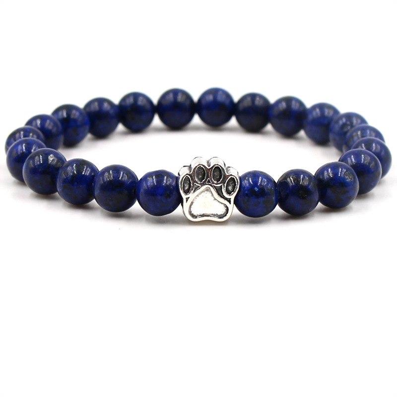 Dog Cat Footprint Paw 8mm Colourful Natural Stone Beads Bracelets A - iRelax® Australia