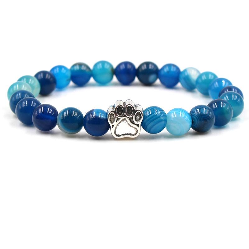 Dog Cat Footprint Paw 8mm Colourful Natural Stone Beads Bracelets - iRelax® Australia