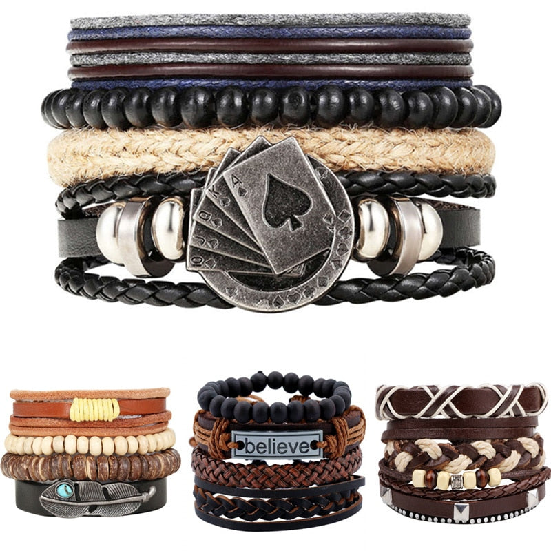 Punk Leather Handmade Charm Bracelet - iRelax® Australia