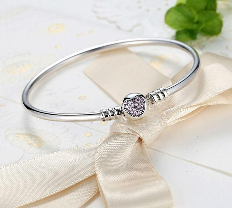 925 Sterling Silver Snake Chain Heart Bracelet 21 cm - iRelax® Australia