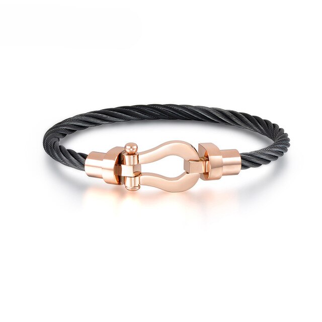 Titanium Steel Wire Twist Cuff Bracelet Rose Gold Black - iRelax® Australia